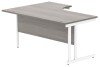 Gala Corner Desk with Double Upright Cantilever Frame - 1600mm x 1200mm - Alaskan Grey Oak