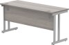 Gala Rectangular Desk with Twin Cantilever Legs - 1600mm x 600mm - Alaskan Grey Oak