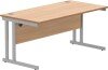 Gala Rectangular Desk with Twin Cantilever Legs - 1600mm x 800mm - Norwegian Beech