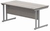 Gala Rectangular Desk with Twin Cantilever Legs - 1600mm x 800mm - Alaskan Grey Oak
