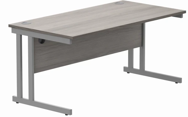 Gala Rectangular Desk with Twin Cantilever Legs - 1600mm x 800mm - Alaskan Grey Oak