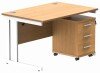 Gala Rectangular Desk - 1200mm x 800mm & 3 Drawer Mobile Under Desk Pedestal - Norwegian Beech