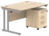Gala Rectangular Desk - 1200mm x 800mm & 3 Drawer Mobile Under Desk Pedestal - Canadian Oak