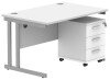 Gala Rectangular Desk - 1200mm x 800mm & 3 Drawer Mobile Under Desk Pedestal - Arctic White