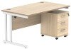 Gala Rectangular Desk - 1400mm x 800mm & 3 Drawer Mobile Under Desk Pedestal - Canadian Oak