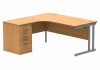 Gala Corner Desk - 1600mm x 1200mm & Desk High Pedestal - Norwegian Beech
