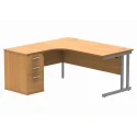 Gala Corner Desk - 1600mm x 1200mm & Desk High Pedestal