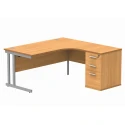 Gala Corner Desk - 1600mm x 1200mm & Desk High Pedestal