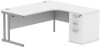 Gala Corner Desk - 1600mm x 1200mm & Desk High Pedestal - Arctic White