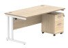 Gala Rectangular Desk - 1600mm x 800mm & 2 Drawer Mobile Under Desk Pedestal
