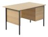 TC Eco 18 Rectangular Desk with Straight Legs and 2 Drawer Fixed Pedestal - 1200mm x 750mm - Sorano Oak