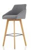 Dynamic Carmen Grey Fabric Wooden Leg High Stool