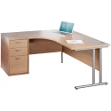 Dams Maestro 25 Corner Desk with Twin Cantilever Legs - 1800 x 1200mm & Desk High Pedestal