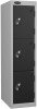 Probe Low Single Three Door Steel Lockers - 1210 x 305 x 305mm - Black (RAL 9004)