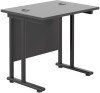 TC Twin Upright Rectangular Desk with Twin Cantilever Legs - 800mm x 600mm - Black