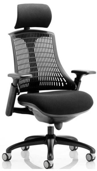 Dynamic Flex Black Frame Chair with Headrest - Black