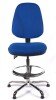 Chilli Chrome High Back Fabric Draughtsman Operator Chair - Blue