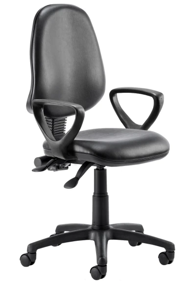 Dynamic Eclipse Plus 2 Operator Chair With Loop Arms - Black Vinyl - Black