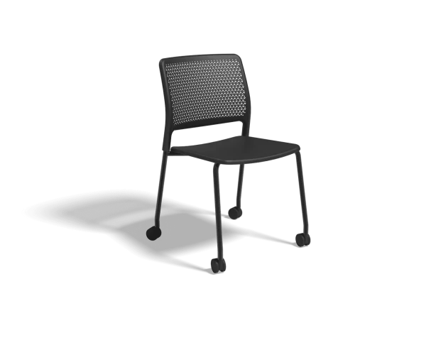 KI Grafton 4 Leg Chair - Castors - Black