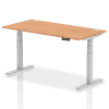 Dynamic Air Rectangular Height Adjustable Desk with Cable Ports - 1600mm x 800mm - Oak