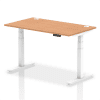 Dynamic Air Rectangular Height Adjustable Desk with Cable Ports - 1400mm x 800mm - Oak