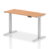 Dynamic Air Rectangular Height Adjustable Desk with Cable Ports - 1400mm x 600mm - Oak
