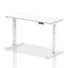 Dynamic Air Rectangular Height Adjustable Desk with Cable Ports - 1400mm x 600mm - White