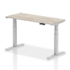 Dynamic Air Rectangular Height Adjustable Desk with Cable Ports - 1400mm x 600mm - Grey oak