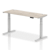 Dynamic Air Rectangular Height Adjustable Desk with Cable Ports - 1600mm x 600mm - Grey oak