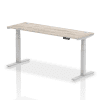 Dynamic Air Rectangular Height Adjustable Desk with Cable Ports - 1800mm x 600mm - Grey oak