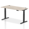 Dynamic Air Rectangular Height Adjustable Desk with Cable Ports - 1600mm x 800mm - Grey oak