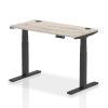 Dynamic Air Rectangular Height Adjustable Desk with Cable Ports - 1200mm x 600mm - Grey oak