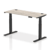 Dynamic Air Rectangular Height Adjustable Desk with Cable Ports - 1400mm x 600mm - Grey oak