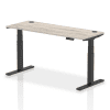 Dynamic Air Rectangular Height Adjustable Desk with Cable Ports - 1600mm x 600mm - Grey oak