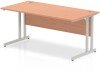 Dynamic Impulse Rectangular Desk with Twin Cantilever Legs - 1600mm x 600mm - Beech