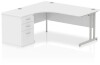 Dynamic Impulse Corner Desk with Cantilever Leg and 800mm Desk High Pedestal - 1400 x 1200mm - White