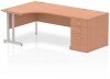 Dynamic Impulse Corner Desk with Cantilever Legs and 800mm Desk High Pedestal - 1600 x 1200mm - Beech