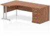 Dynamic Impulse Corner Desk with Cantilever Legs and 800mm Desk High Pedestal - 1600 x 1200mm - Walnut