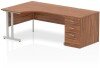 Dynamic Impulse Corner Desk with Cantilever Leg and 800mm Desk High Pedestal - 1400 x 1200mm - Walnut