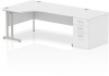 Dynamic Impulse Corner Desk with Cantilever Legs and 800mm Desk High Pedestal - 1800 x 1200mm - White