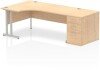 Dynamic Impulse Corner Desk with Cantilever Legs and 800mm Desk High Pedestal - 1800 x 1200mm - Maple