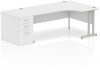 Dynamic Impulse Corner Desk with Cantilever Legs and 800mm Desk High Pedestal - 1800 x 1200mm - White