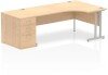 Dynamic Impulse Corner Desk with Cantilever Legs and 800mm Desk High Pedestal - 1800 x 1200mm - Maple