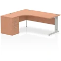 Dynamic Impulse Corner Desk with Cable Managed Leg and 600mm Fixed Pedestal - 1800mm x 1200mm