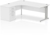 Dynamic Impulse Corner Desk with Cable Managed Leg and 600mm Fixed Pedestal - 1800mm x 1200mm - White