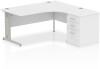 Dynamic Impulse Corner Desk with Cable Managed Leg and 600mm Fixed Pedestal - 1600mm x 1200mm - White