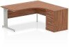 Dynamic Impulse Corner Desk with Cable Managed Leg and 600mm Fixed Pedestal - 1600mm x 1200mm - Walnut