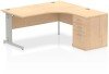 Dynamic Impulse Corner Desk with Cable Managed Leg and 600mm Fixed Pedestal - 1600mm x 1200mm - Maple