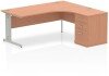Dynamic Impulse Corner Desk with Cable Managed Leg and 600mm Fixed Pedestal - 1800mm x 1200mm - Beech