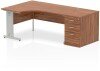 Dynamic Impulse Corner Desk with Cable Managed Leg and 800mm Fixed Pedestal - 1600mm x 1200mm - Walnut